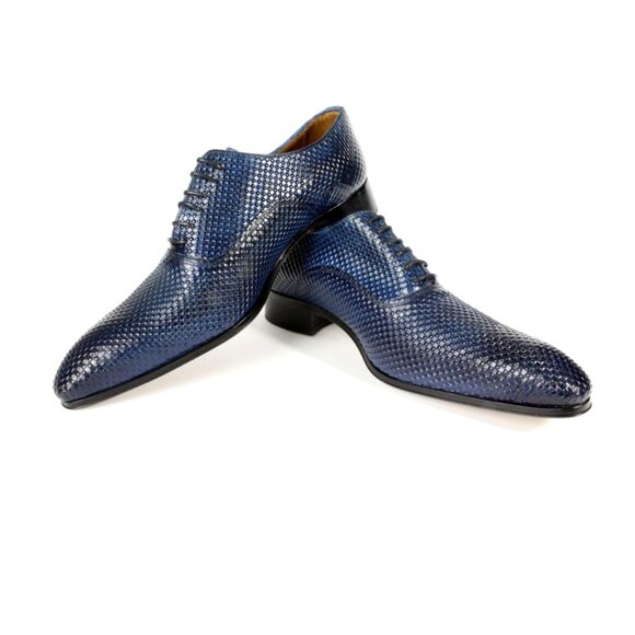Yaya Mens Blue Oxford Leather Shoe